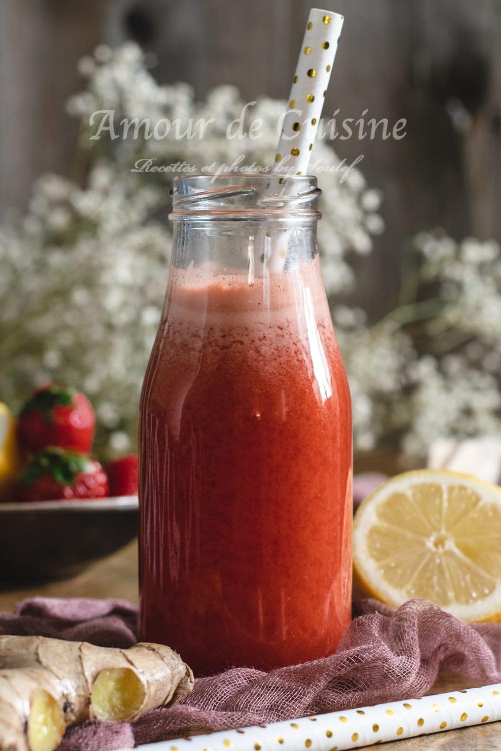 Jus de fraises carottes et gingembre