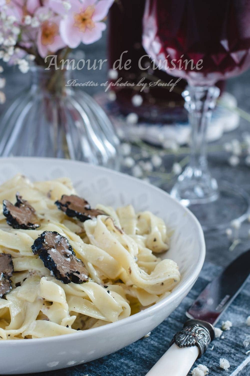 Tagliatelles à la truffe et crème de Pecorino