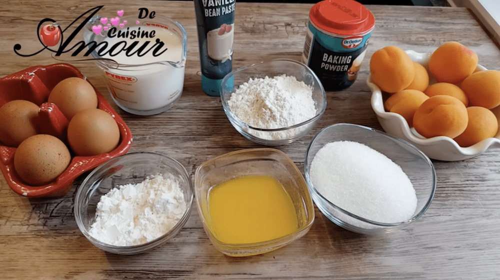 les ingredients du clafoutis aux abricots
