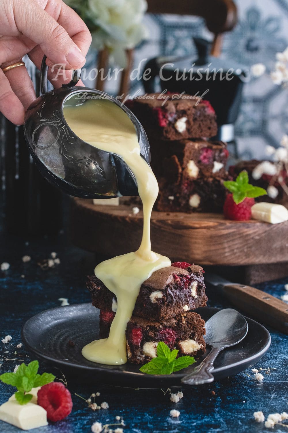 brownies aux framboises et chocolat blanc