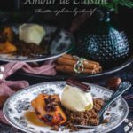 Coings rôtis au crumble de châtaignes
