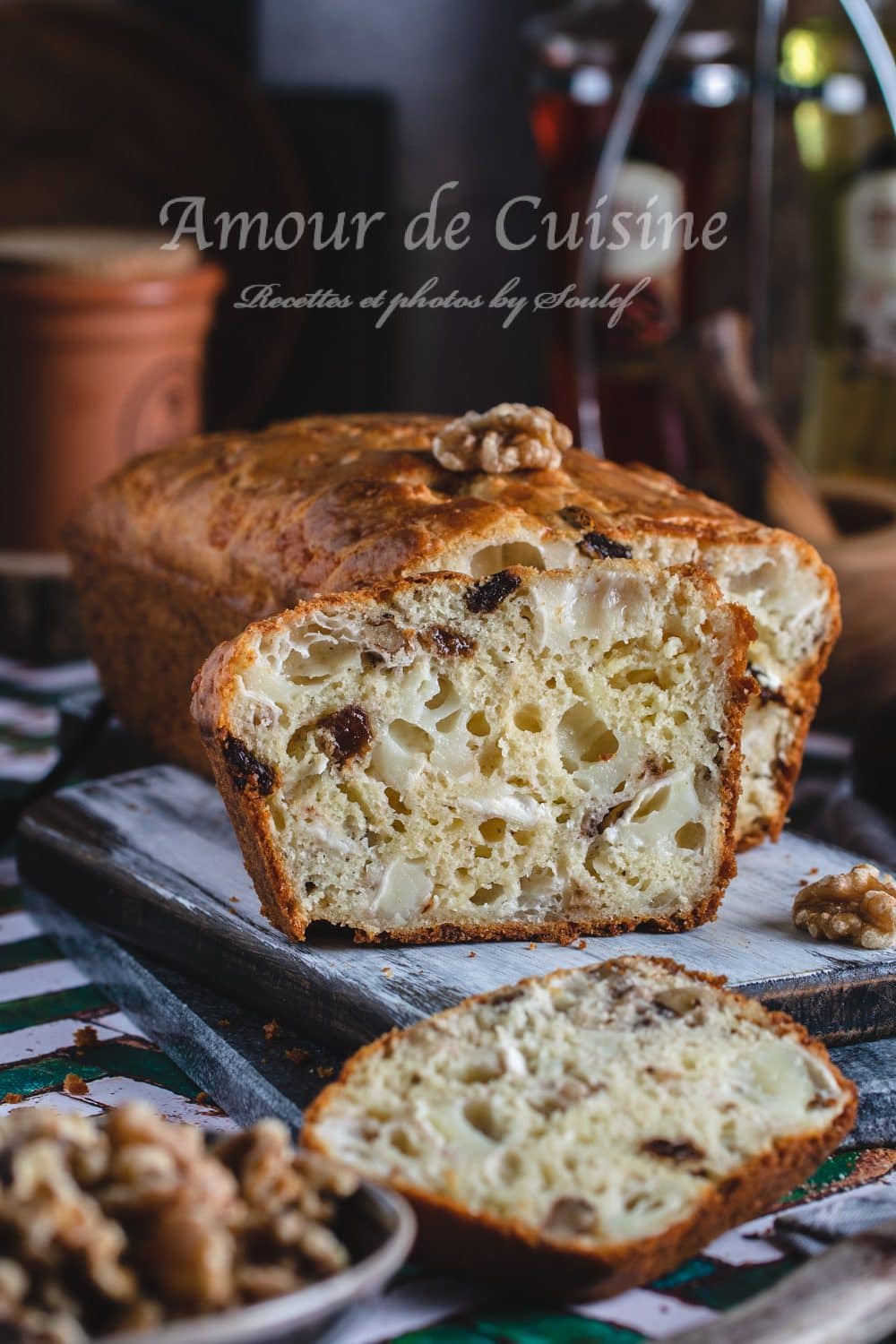 Cake salé au chèvre et aux noix