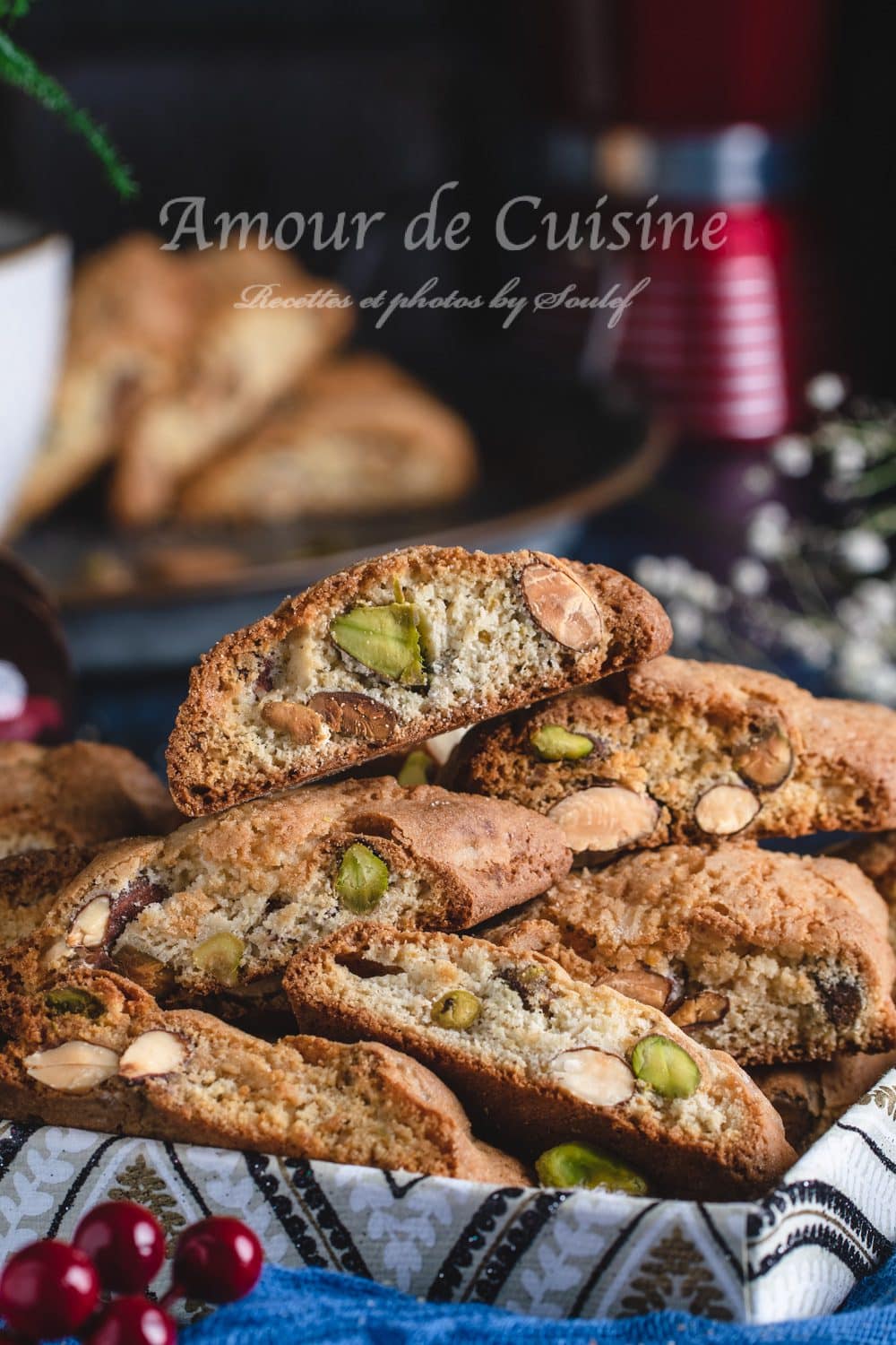 Cantuccini ou biscotti aux amandes et pistaches