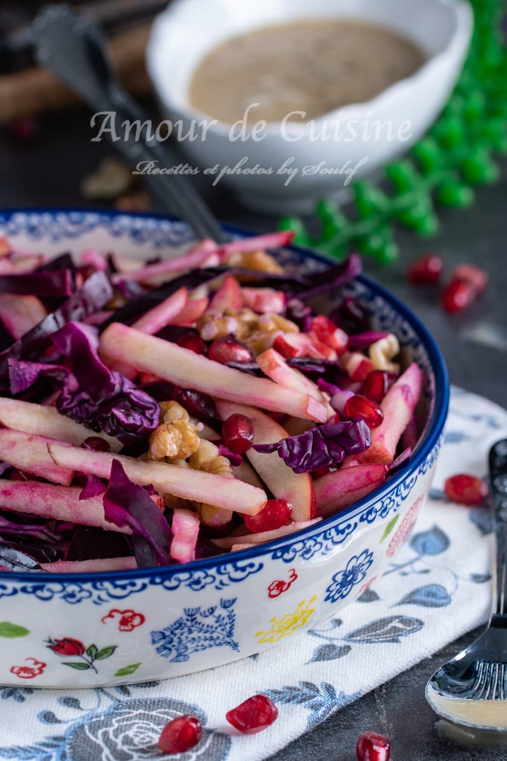 Salade de chou rouge aux pommes et tahini