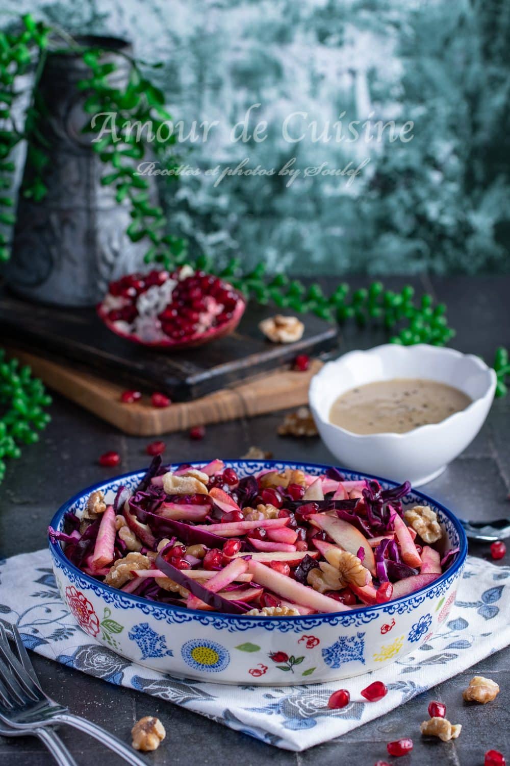 Salade de chou rouge aux pommes et tahini