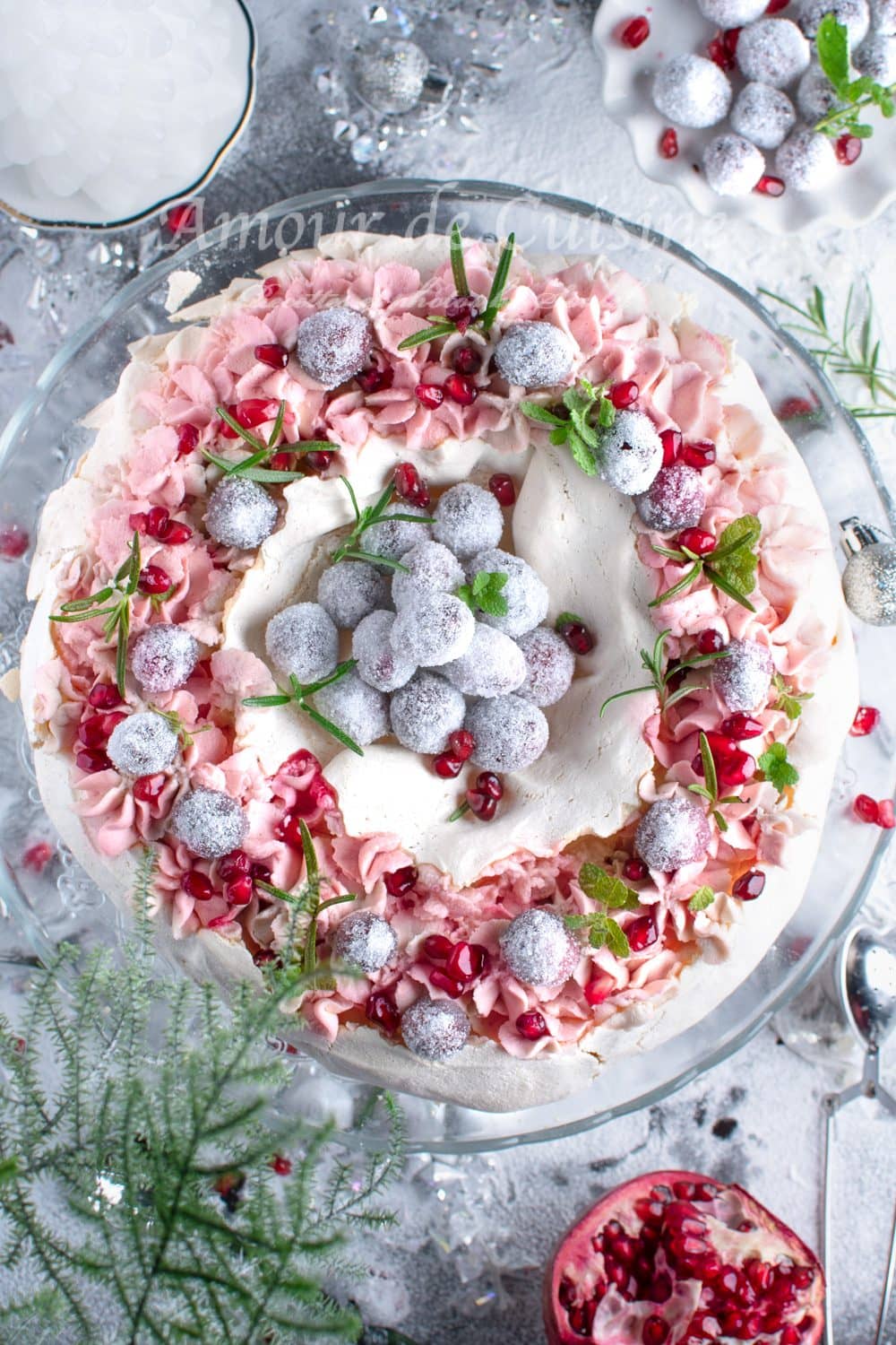 Pavlova à la chantilly au mascarpone et canneberges