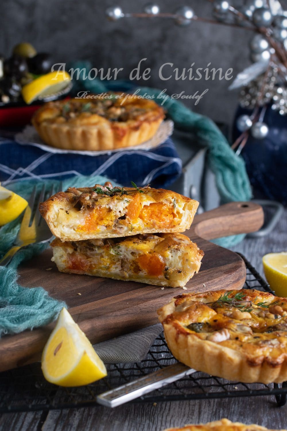 mini quiches au potimarron et Roquefort