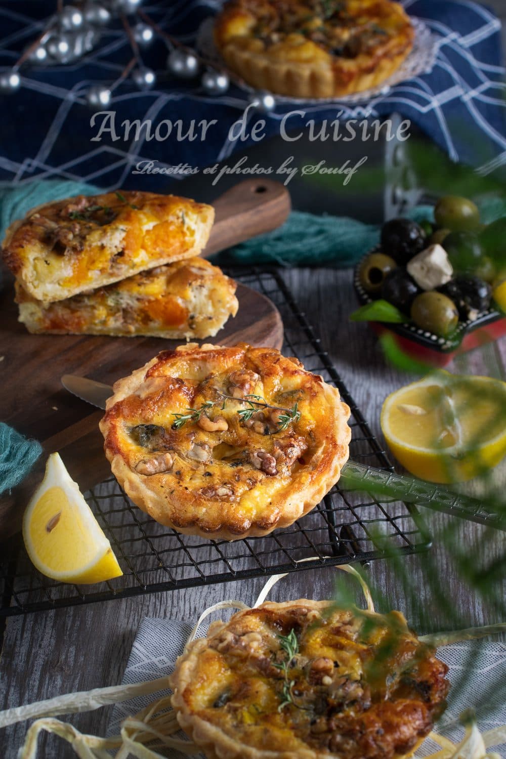 mini quiches au potimarron et Roquefort