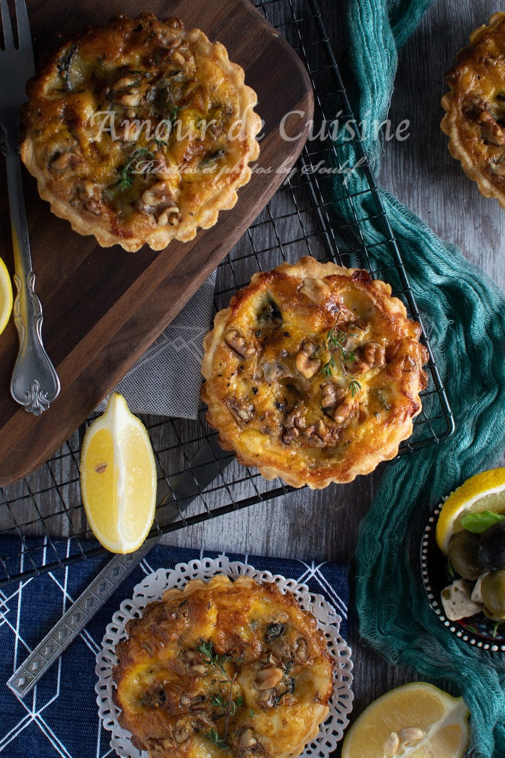 mini quiches au potimarron et Roquefort