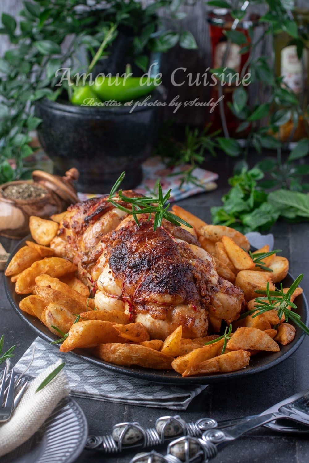 Poulet désossé farci au four