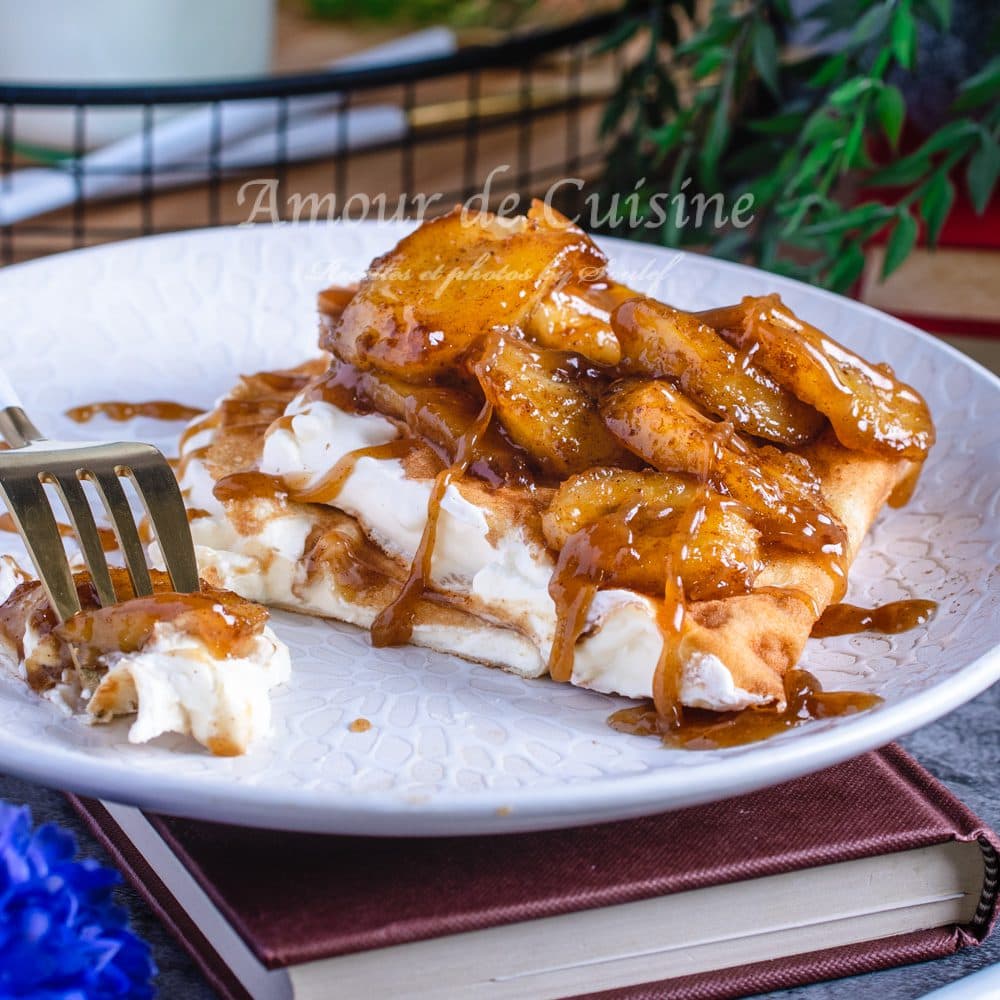 Crêpes à la banane et caramel ( façon banoffee pie)