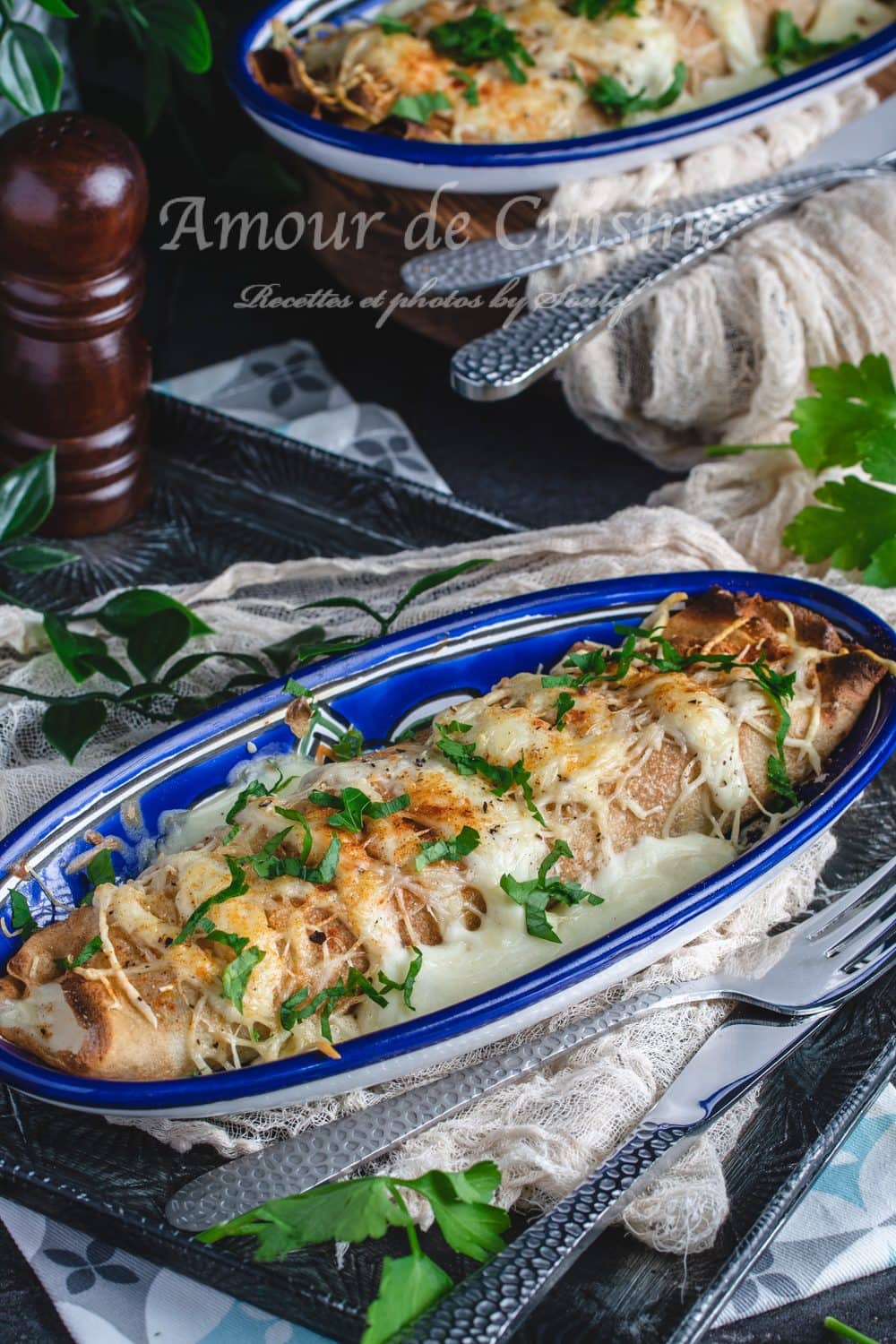 Crêpes au poulet grillé et champignons