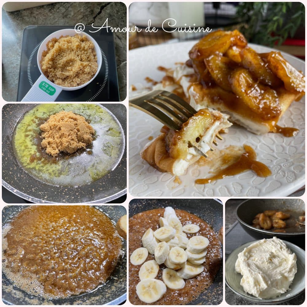 comment préparer la garniture des crêpes fourrées, Crêpes à la banane et caramel ( façon banoffee pie)