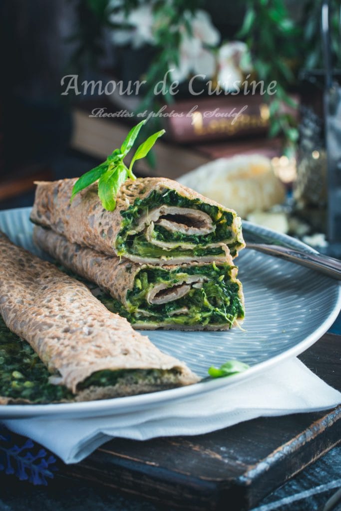 crêpes au sarrasin farcies aux epinards et au fromage frais