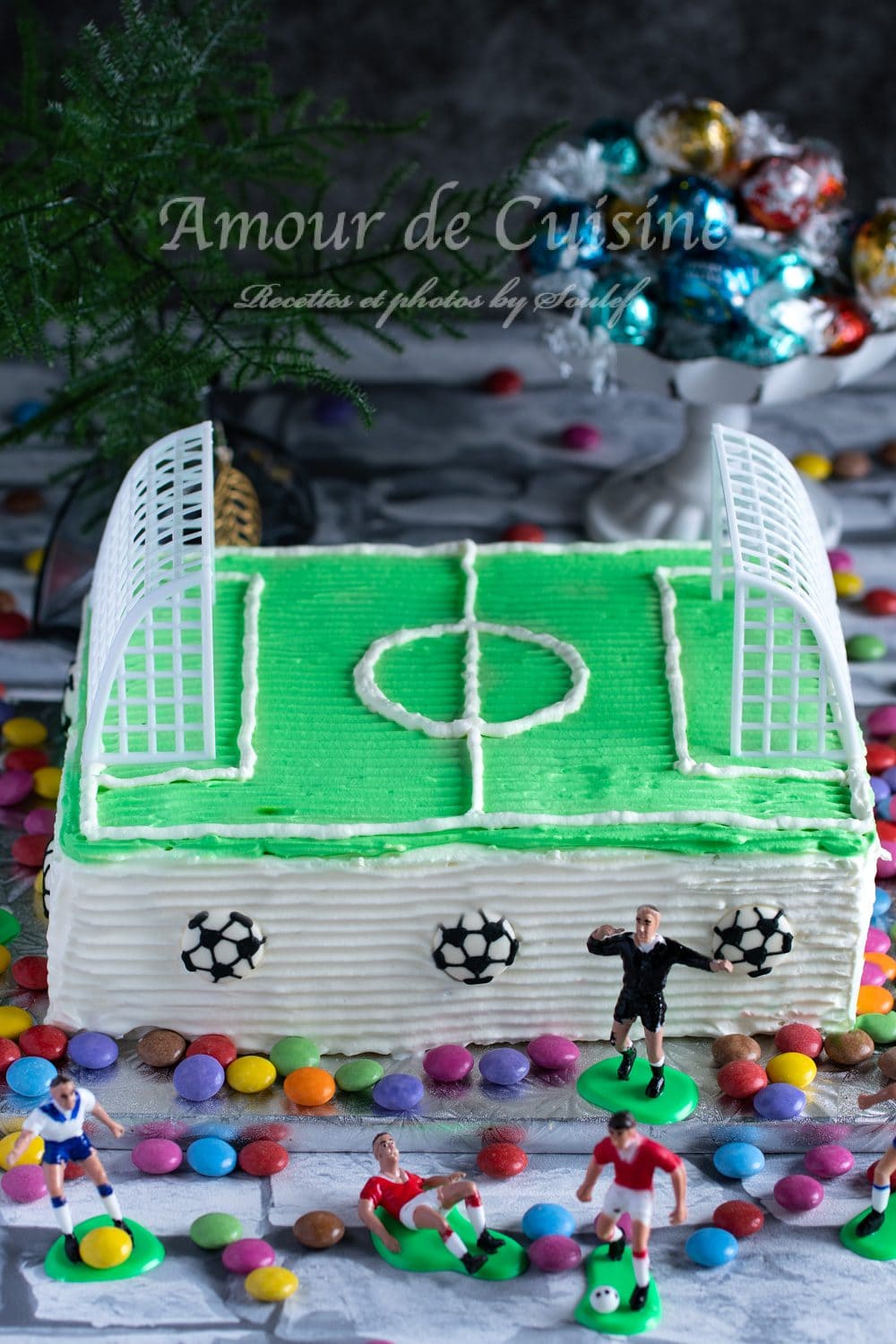 gateau d'anniversaire terrain de foot