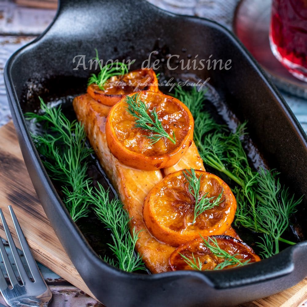 Saumon glacé à la clémentine au four