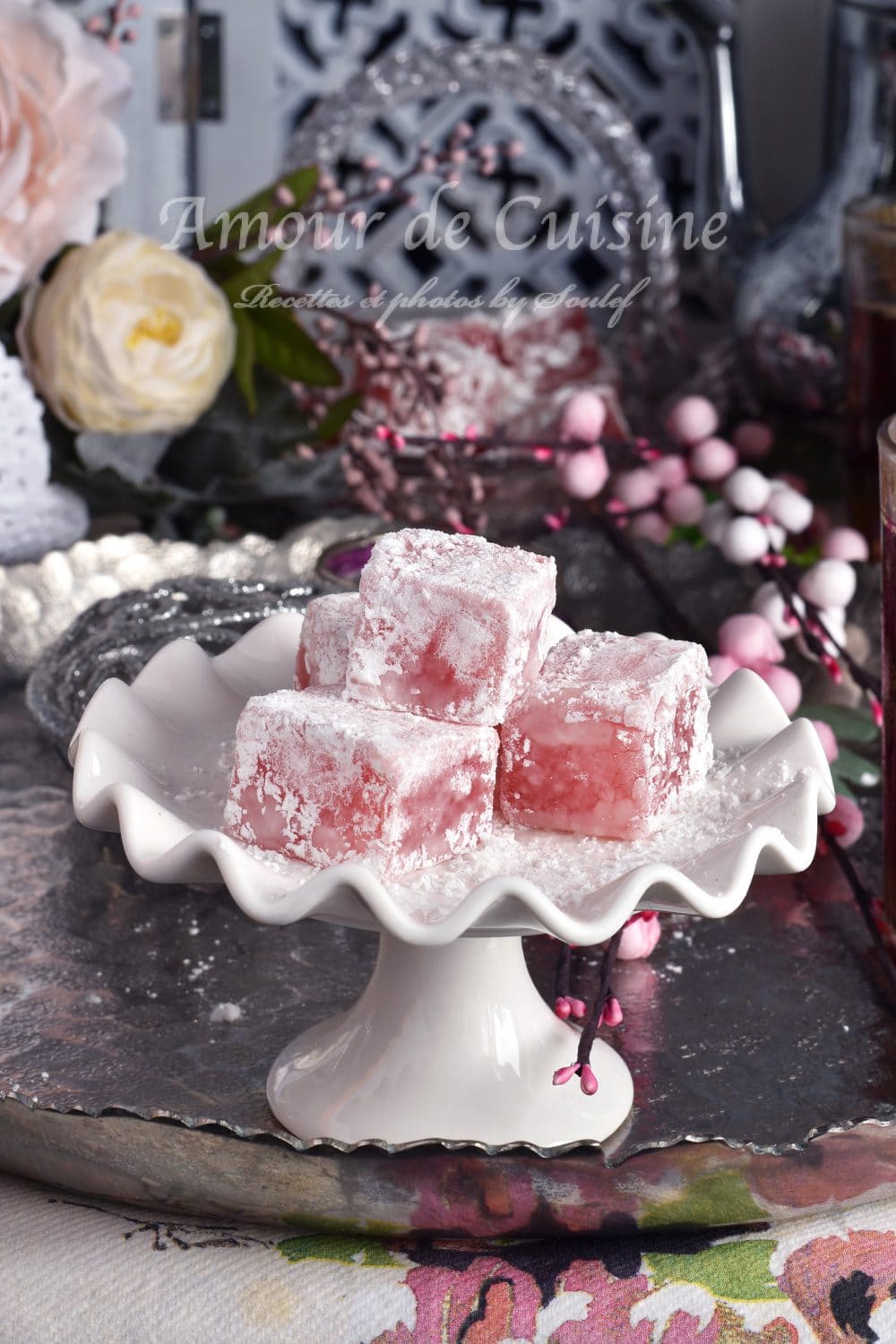 recette des loukoum turc sans gelatine, loukoum rose