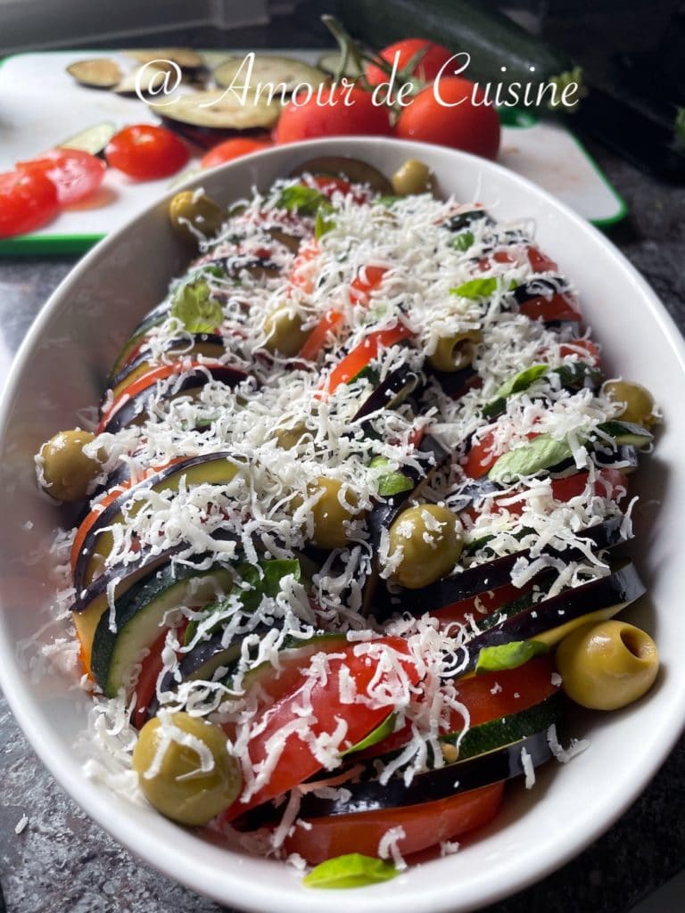 parmesan rape sur le tian de legumes