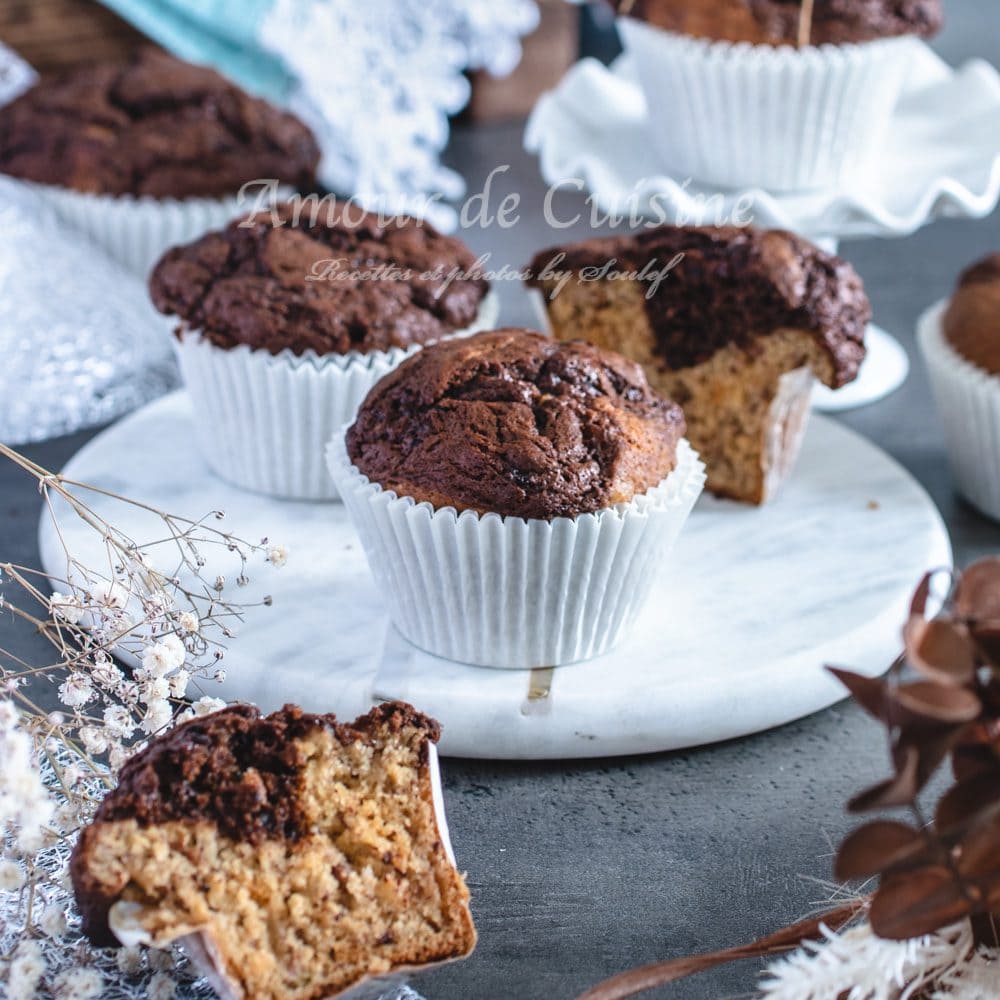 Muffins à la banane chocolat et café