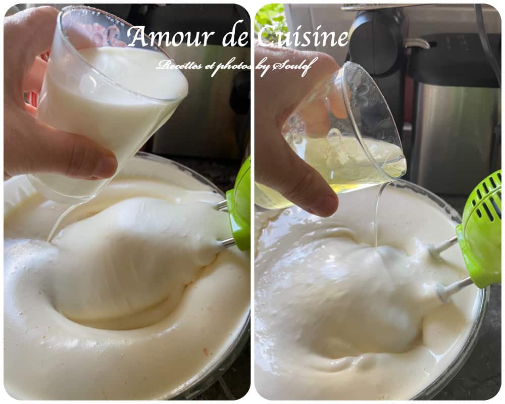 ajouter les liquides à la mousse aux oeufs