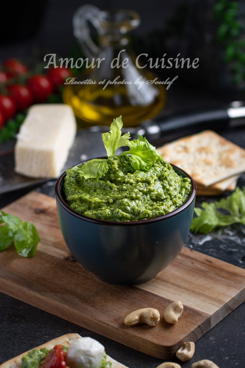 Pesto aux feuilles de céleri et noix de cajou