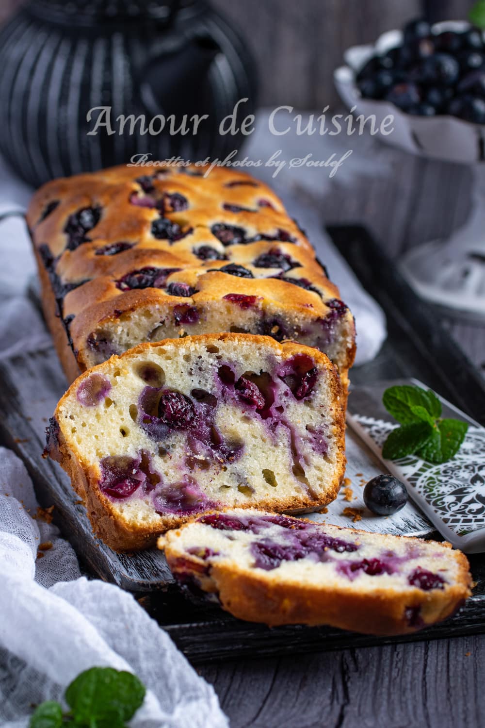 cake moelleux aux myrtilles et mascarpone