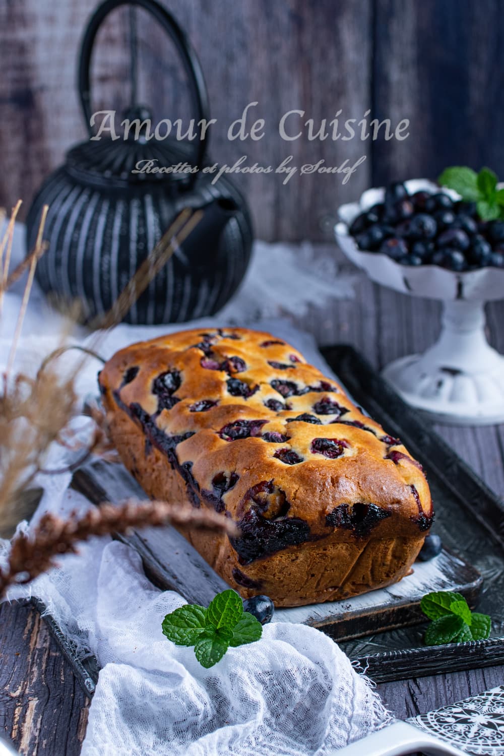 cake moelleux aux myrtilles et mascarpone
