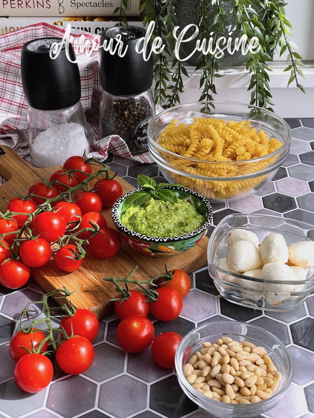 ingredient de la salade de pates au pesto