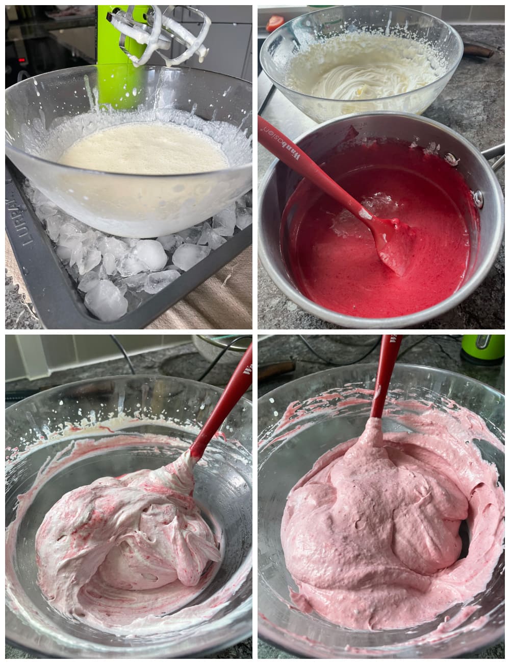 preparation de la mousse bavaroises aux framboises