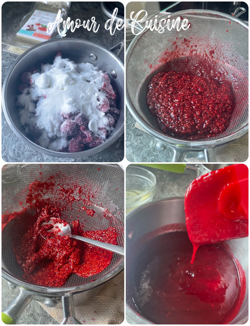 preparation du coulis de framboises