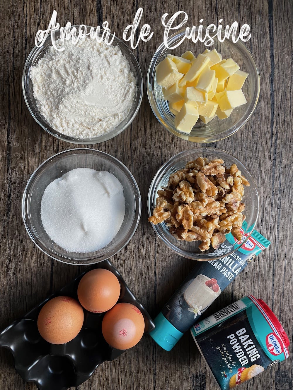 ingredients du gateau aux noix