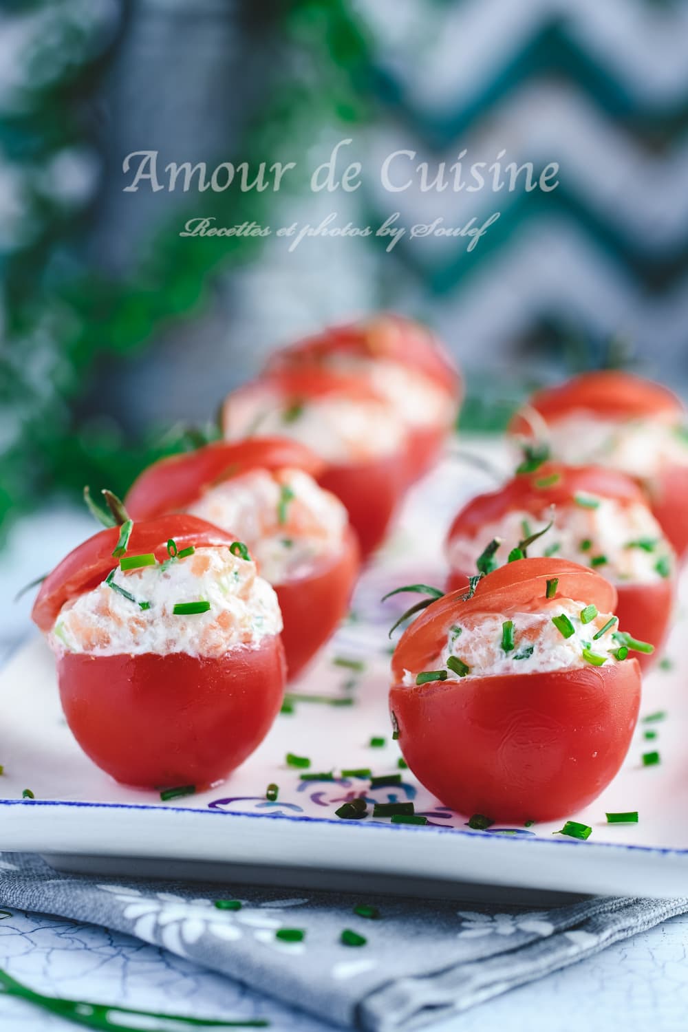 Tomates cocktail à la truite fumée