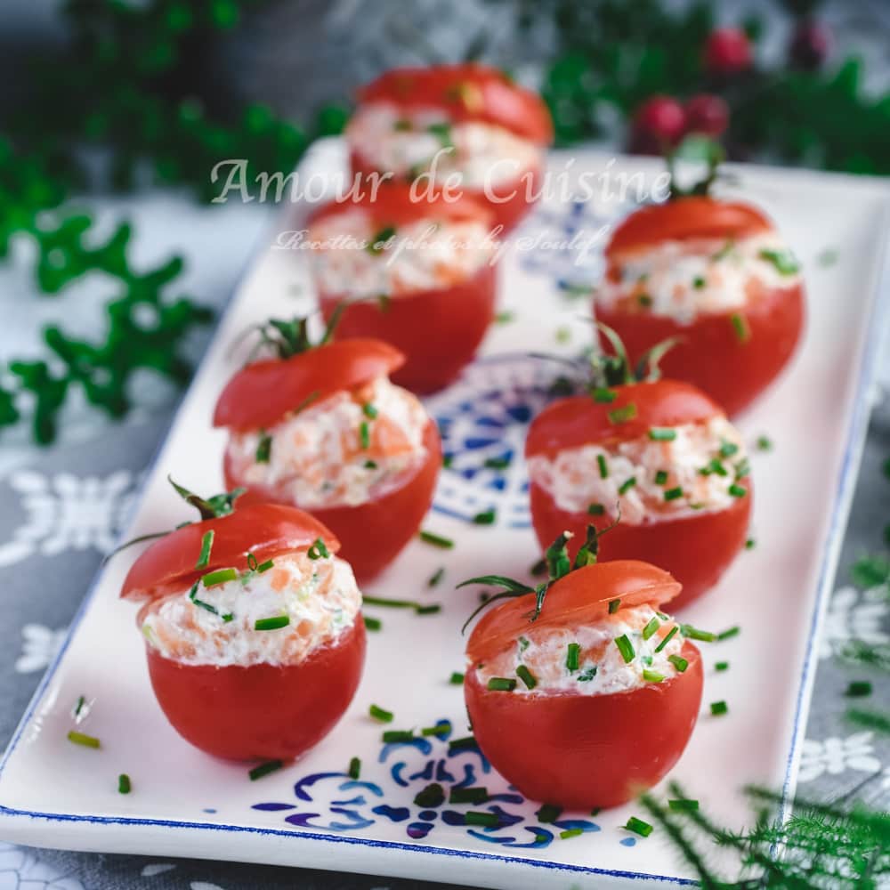 Tomates cocktail à la truite fumée