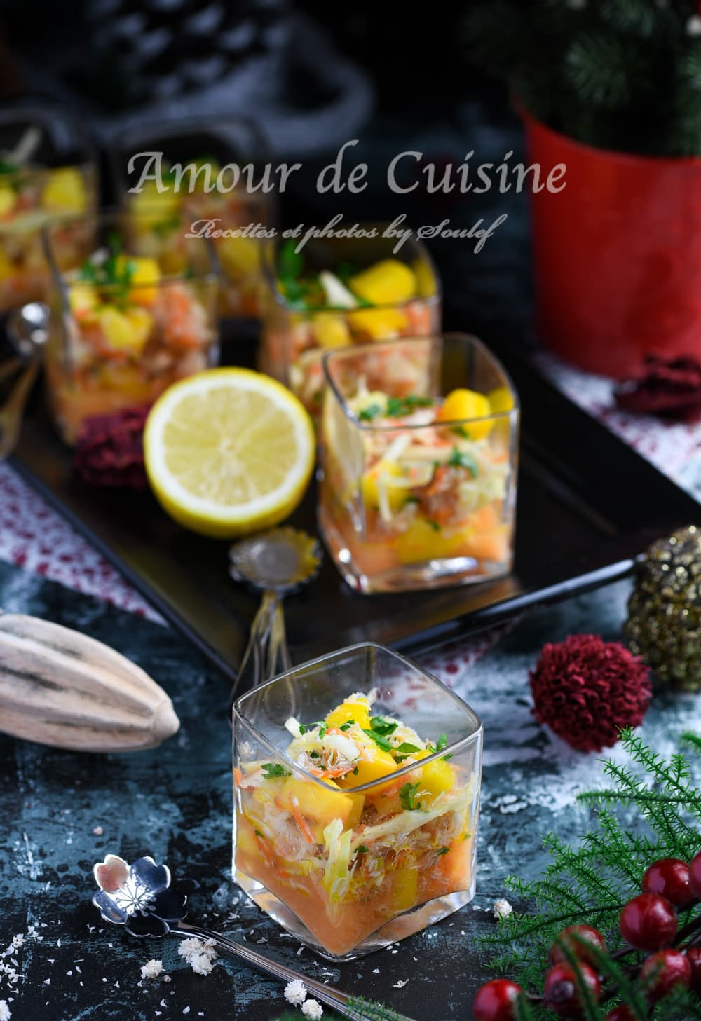 Verrine apero au crabe et mangue