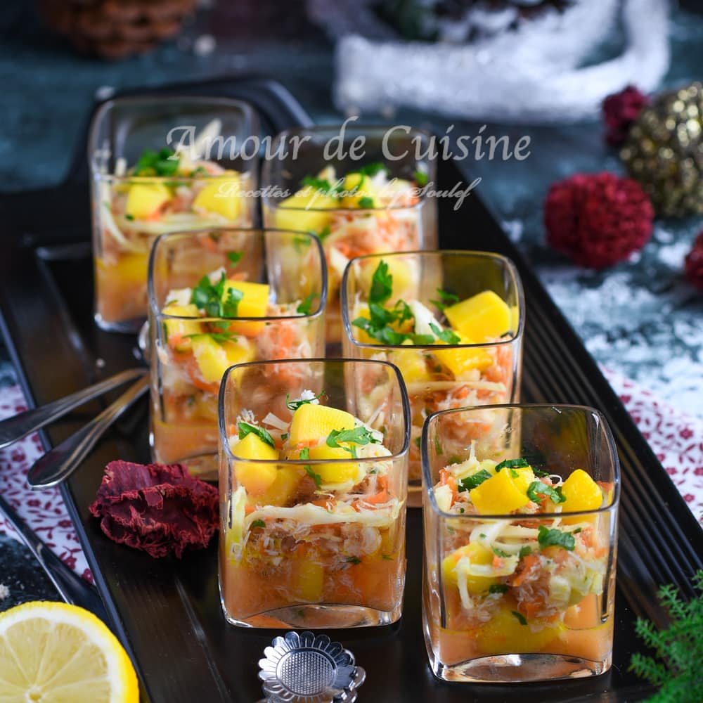 Verrine apero au crabe et mangue