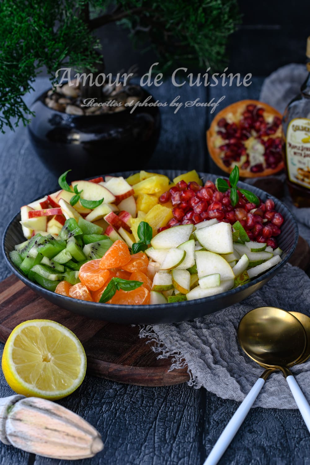 Salade de fruits frais d-hiver au sirop d-erable et citron