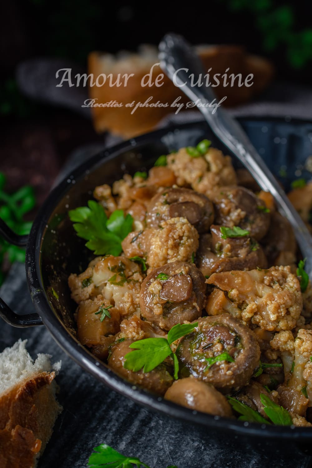 Poêlée de chou fleur et champignons