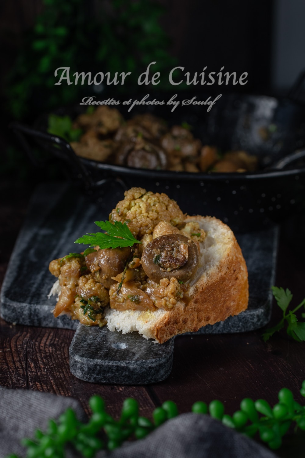 Poêlée de chou fleur et champignons