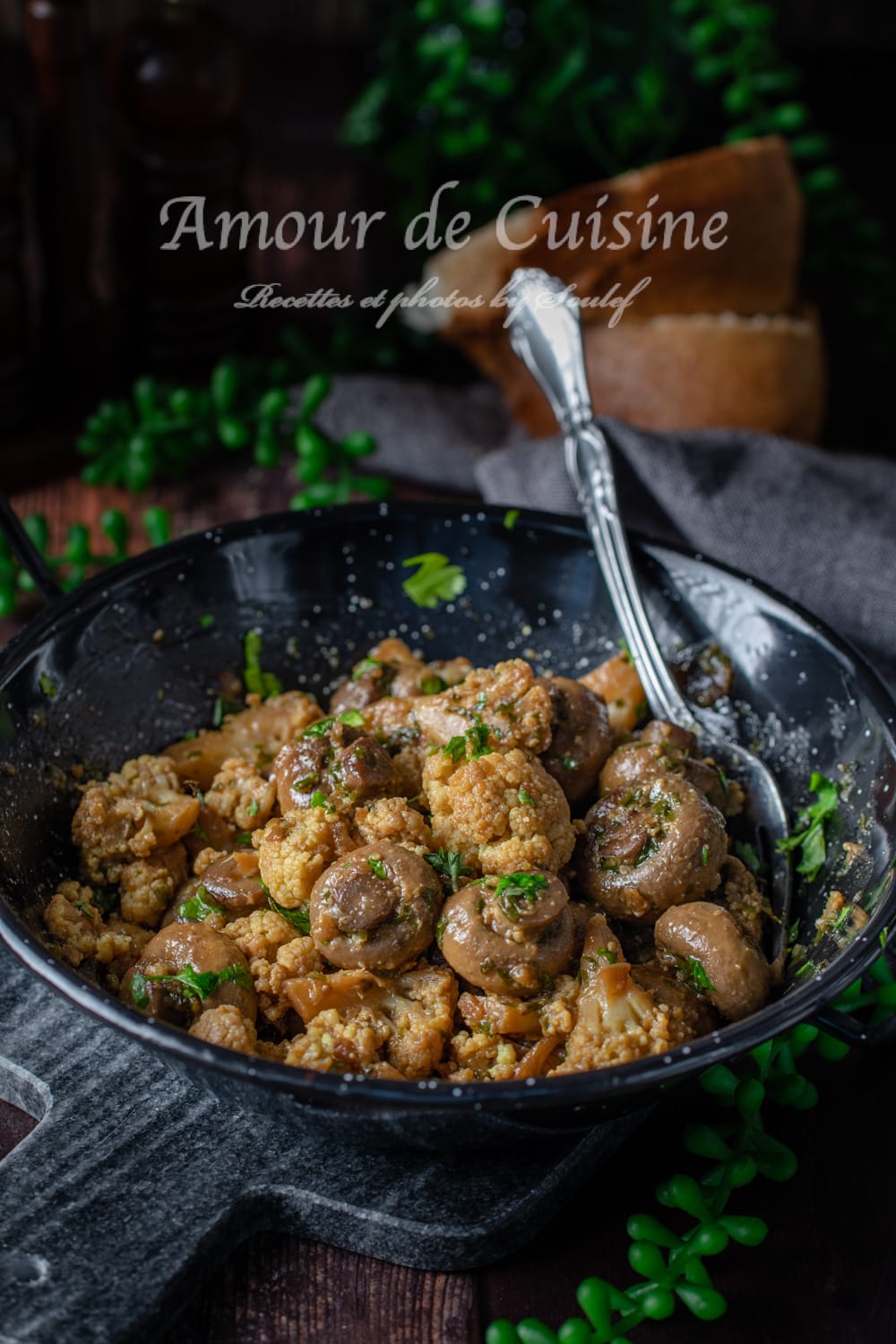 Poêlée de chou fleur et champignons