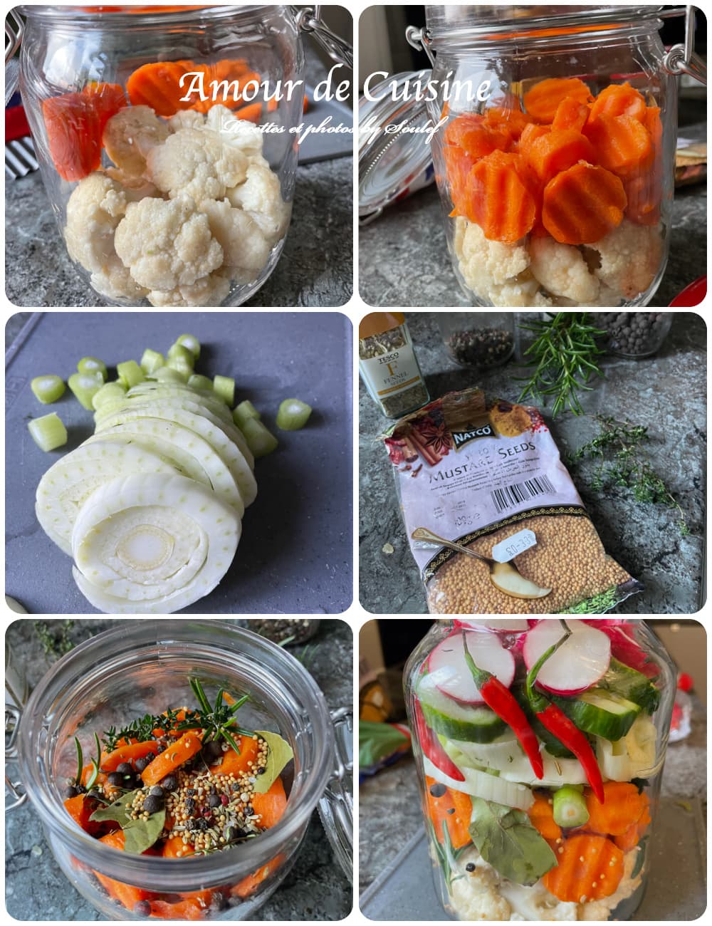 prepartion de variantes pickles de legumes au vinaigre