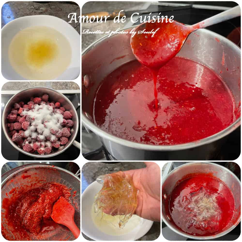 coulis de framboises avec des framboises surgelees