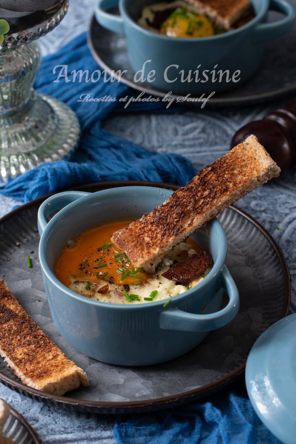 Oeufs cocotte au foie gras et aux champignons