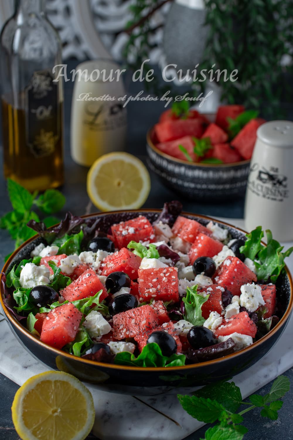 Salade fraiche à la pastèque et feta