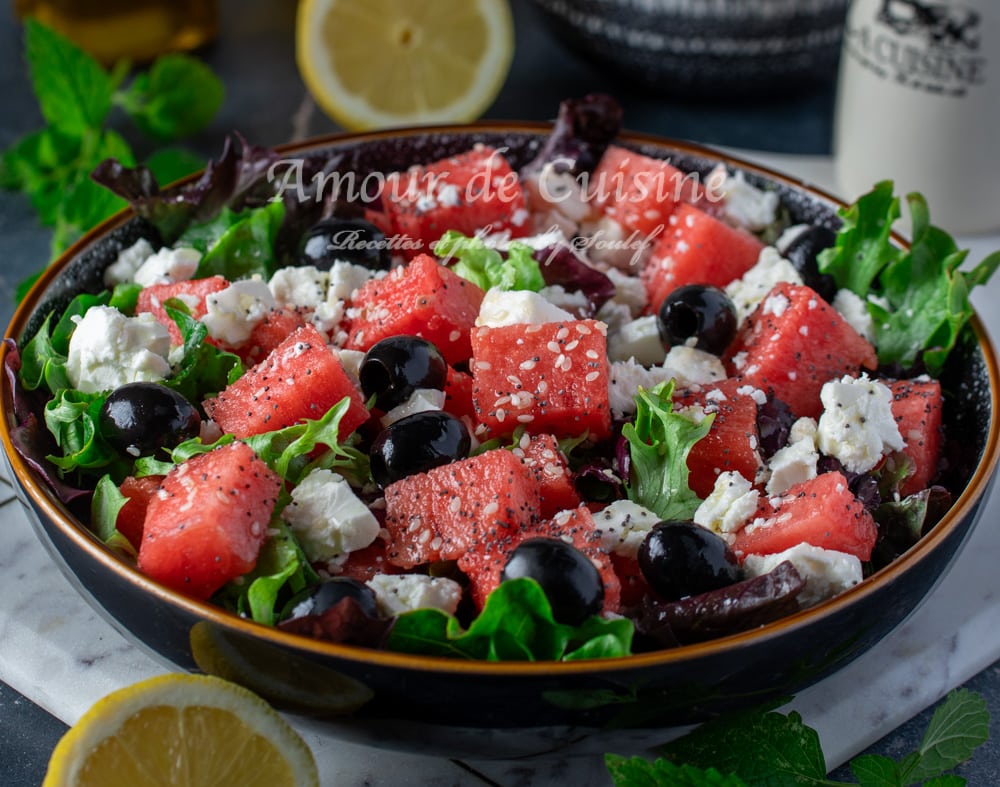 Salade fraiche à la pastèque et feta