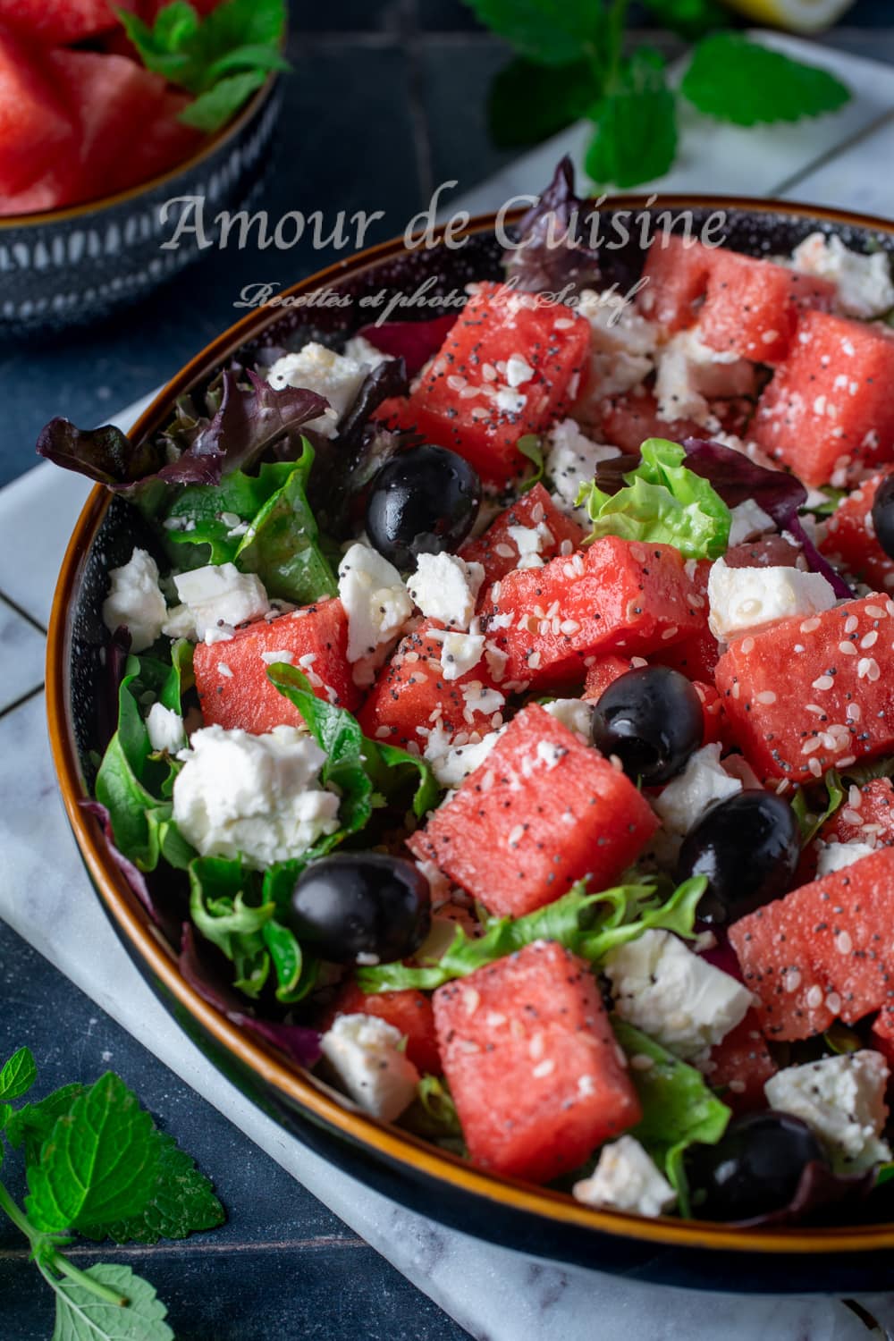 Salade fraiche à la pastèque et feta