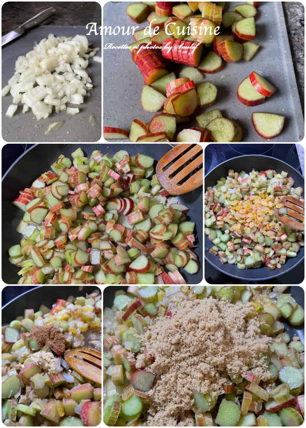 preparation du chutney de rhubarbe