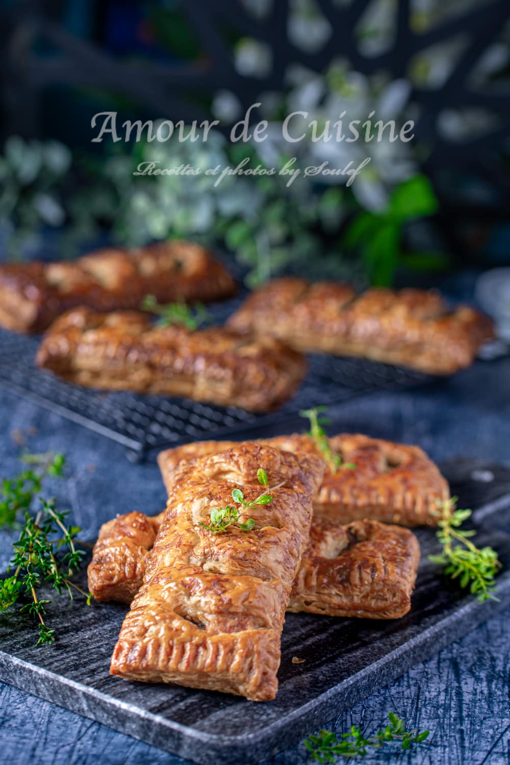 feuilletés aux champignons et oignons caramélisés