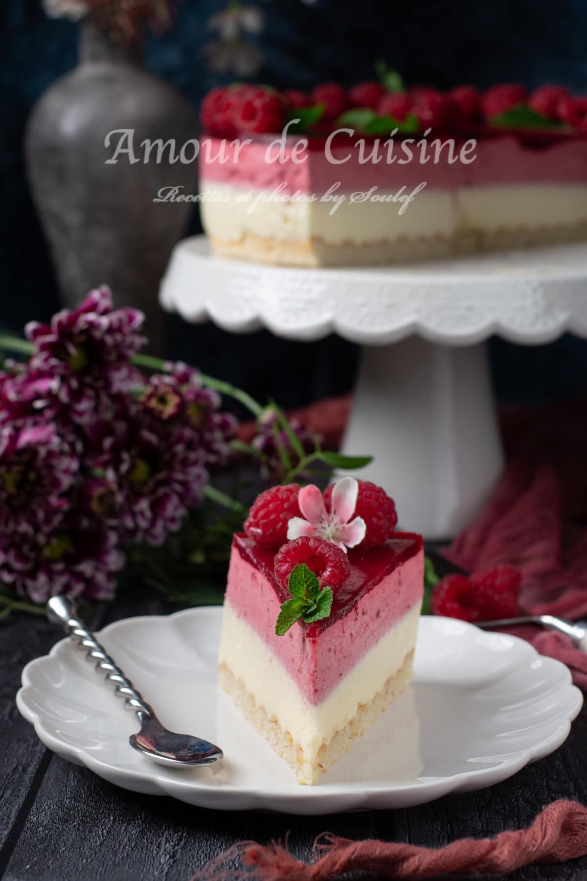 Bavarois aux framboises et au chocolat blanc