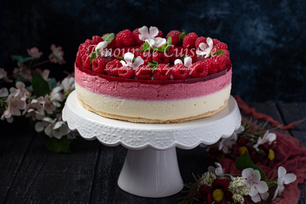 Entremets framboise chocolat blanc