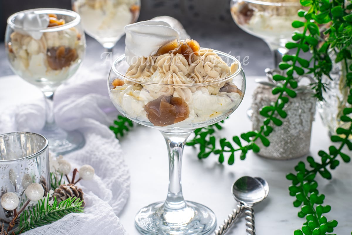 dessert facile Vacherin à la crème de marron et marrons glacés